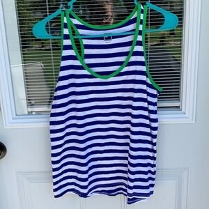 JcP‎ striped blue/white tank green trim Petite Med